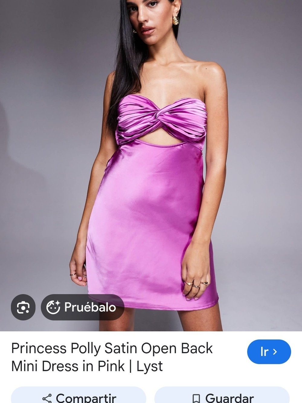 Princess Polly Fuchsia Satin Twist Bandeau Mini Dress